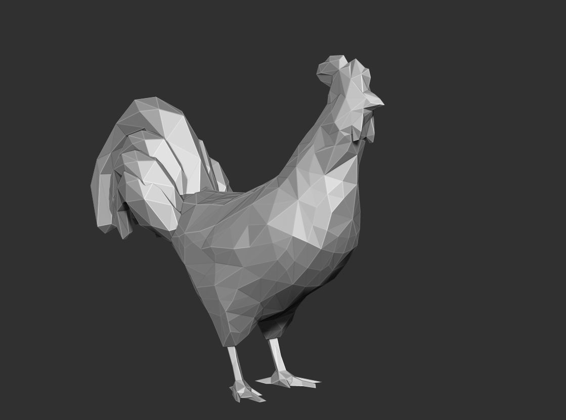  Chicken Rooster low Polygon 3D print model_1