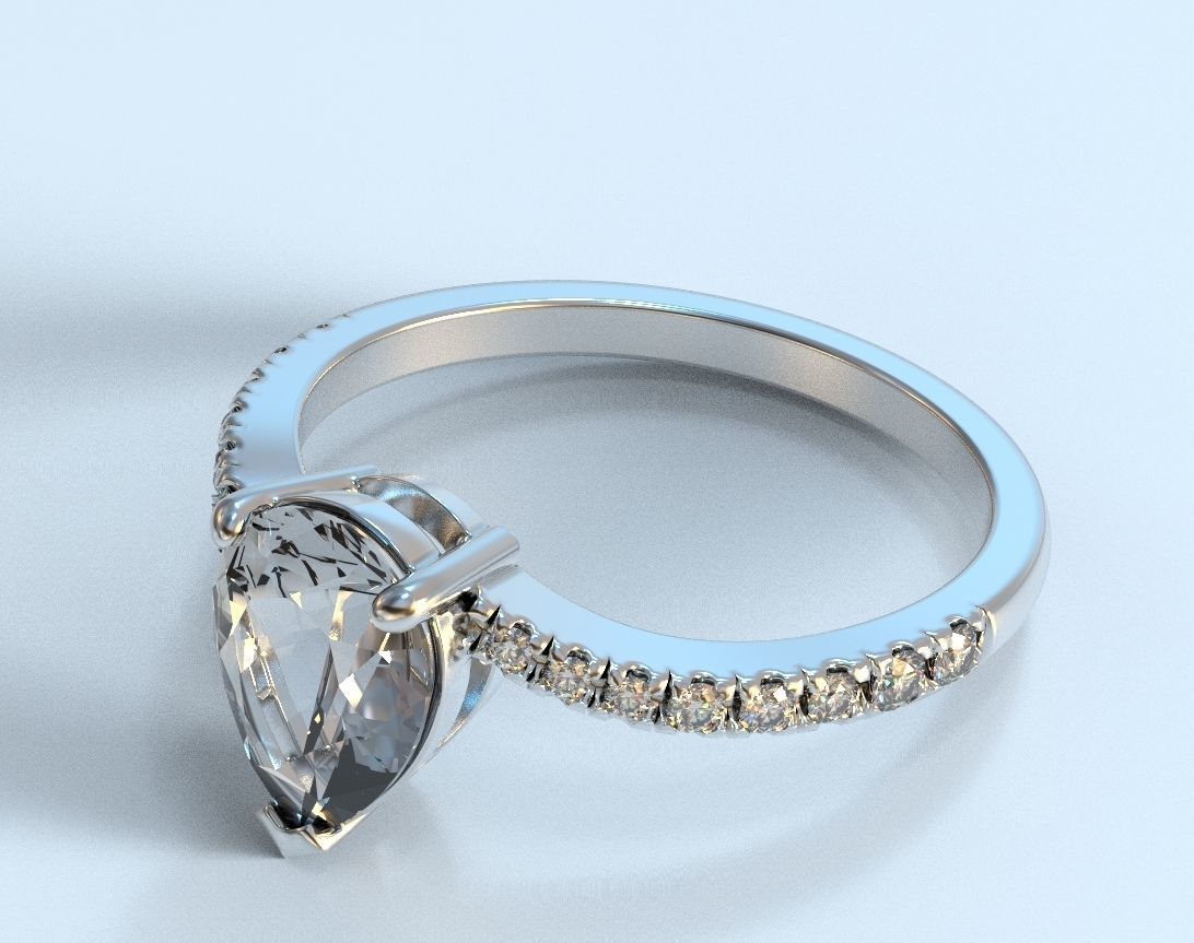Stylish pear and diamonds engagement ring 472 3D print model_2