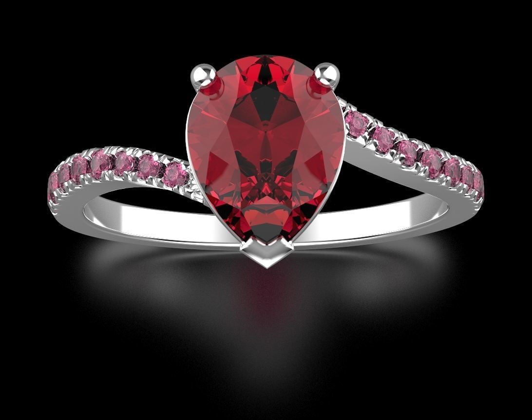 Stylish pear and diamonds engagement ring 472 3D print model_6