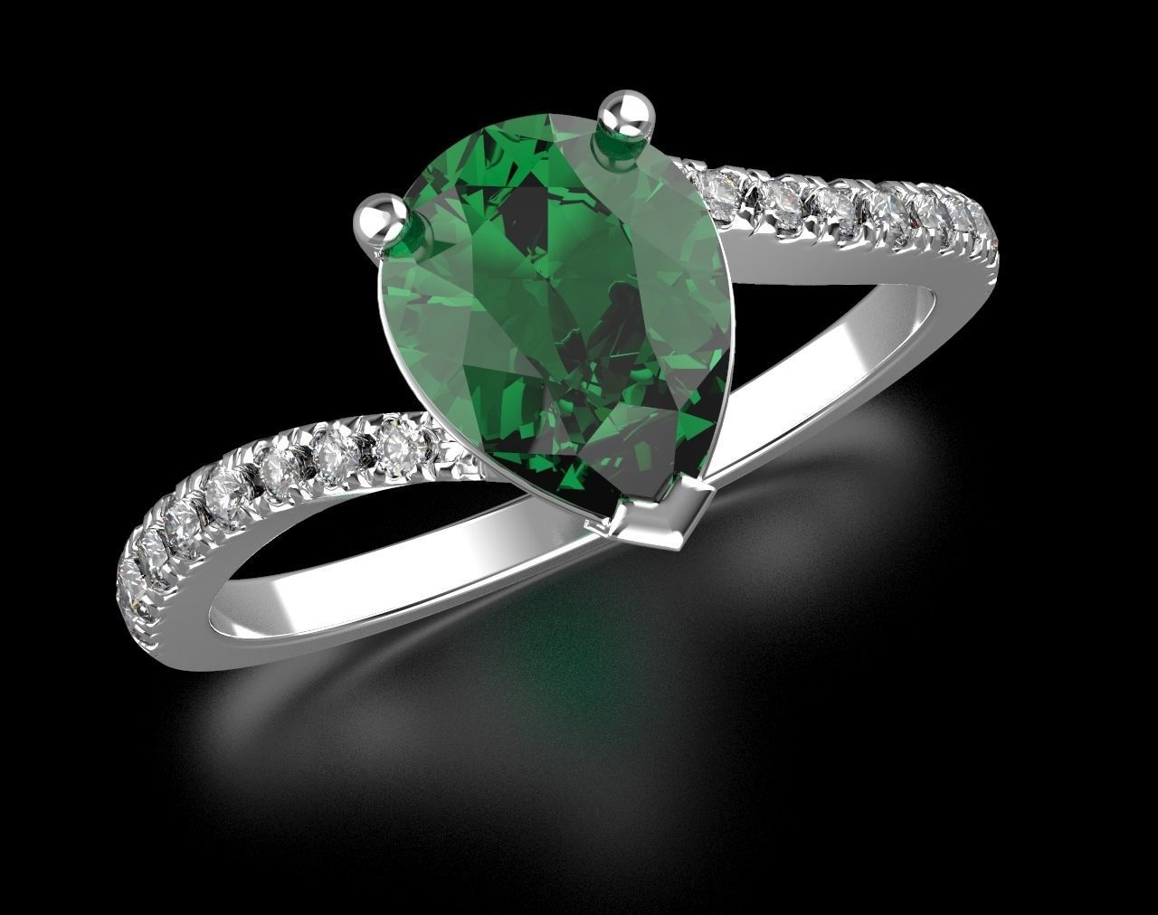 Stylish pear and diamonds engagement ring 472 3D print model_9