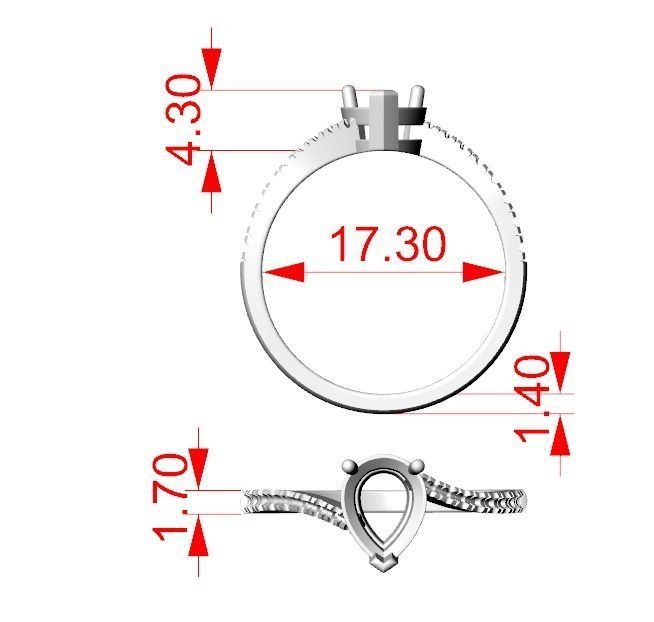 Stylish pear and diamonds engagement ring 472 3D print model_11