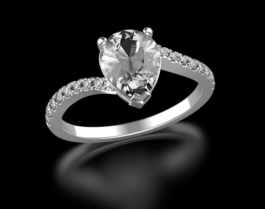 Stylish pear and diamonds engagement ring 472 3D print model_5