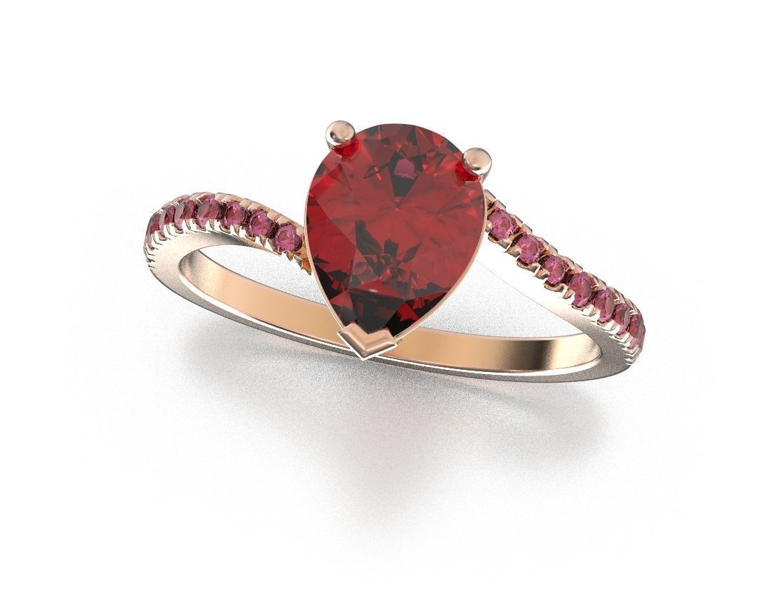 Stylish pear and diamonds engagement ring 472 3D print model_4