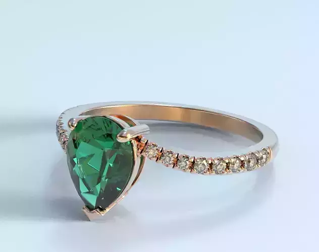 Stylish pear and diamonds engagement ring 472