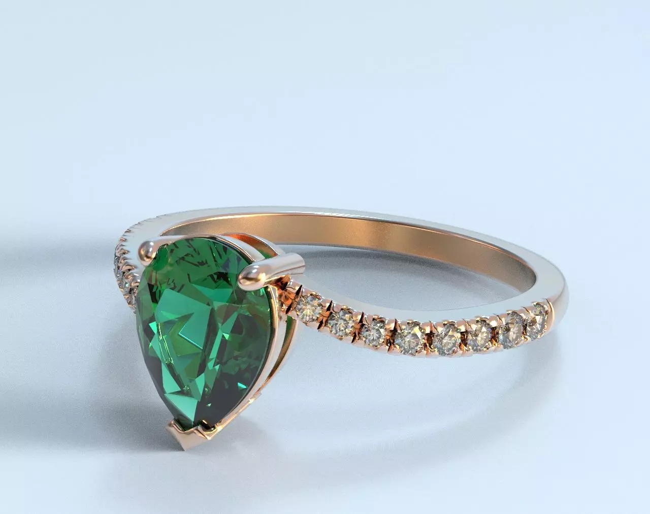 Stylish pear and diamonds engagement ring 472 3D print model_0