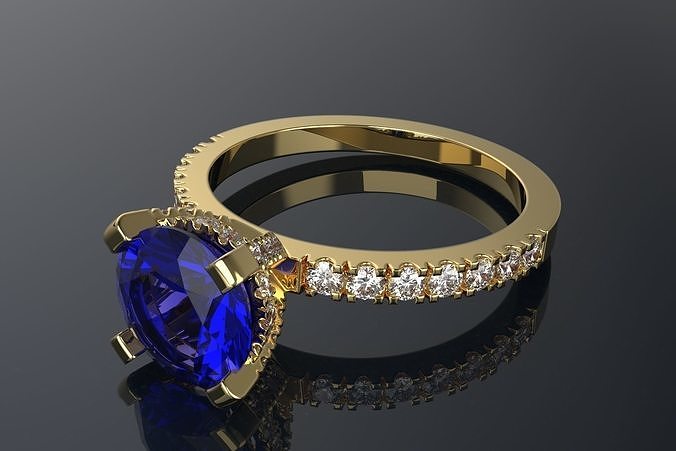 Ring with gems 3D print model 3D print model