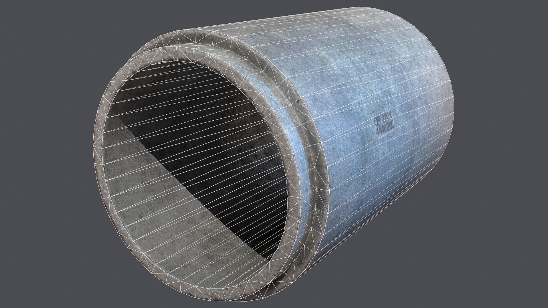 Concrete industrial pipes Low-poly 3D model_11