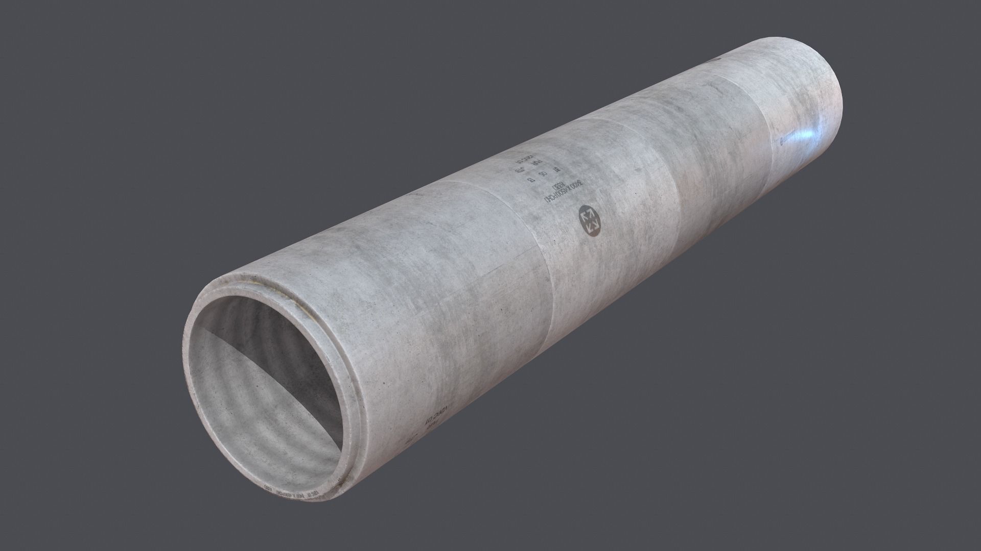 Concrete industrial pipes Low-poly 3D model_16