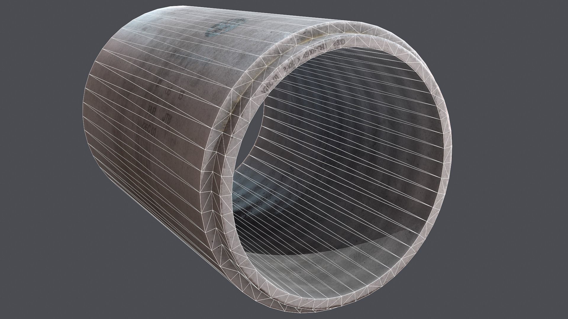 Concrete industrial pipes Low-poly 3D model_13