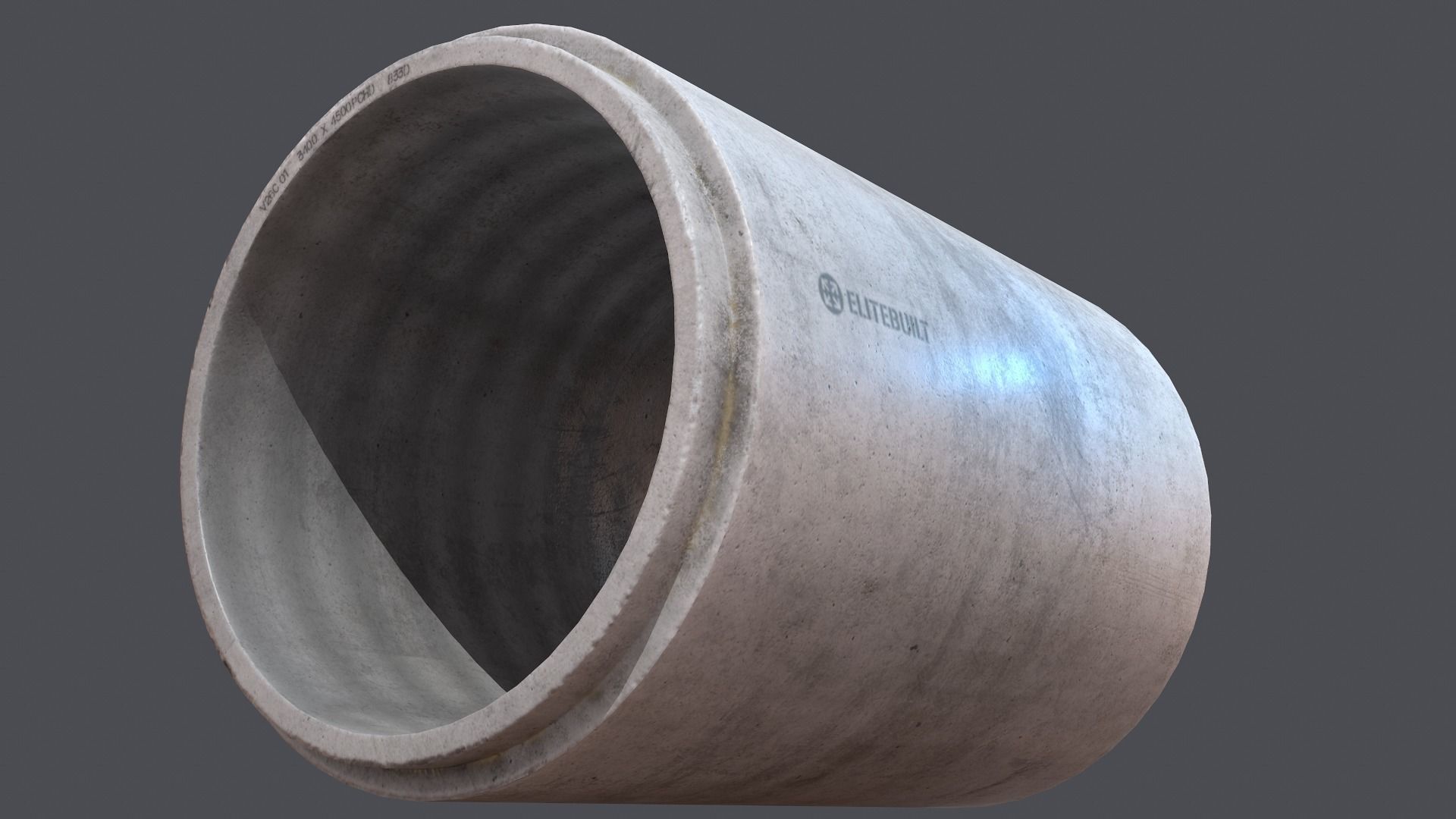 Concrete industrial pipes Low-poly 3D model_10