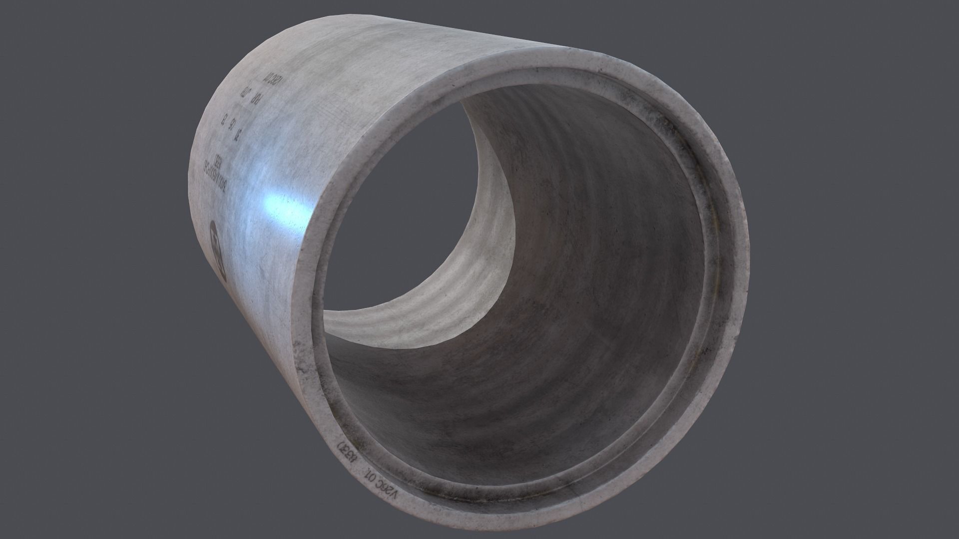 Concrete industrial pipes Low-poly 3D model_9