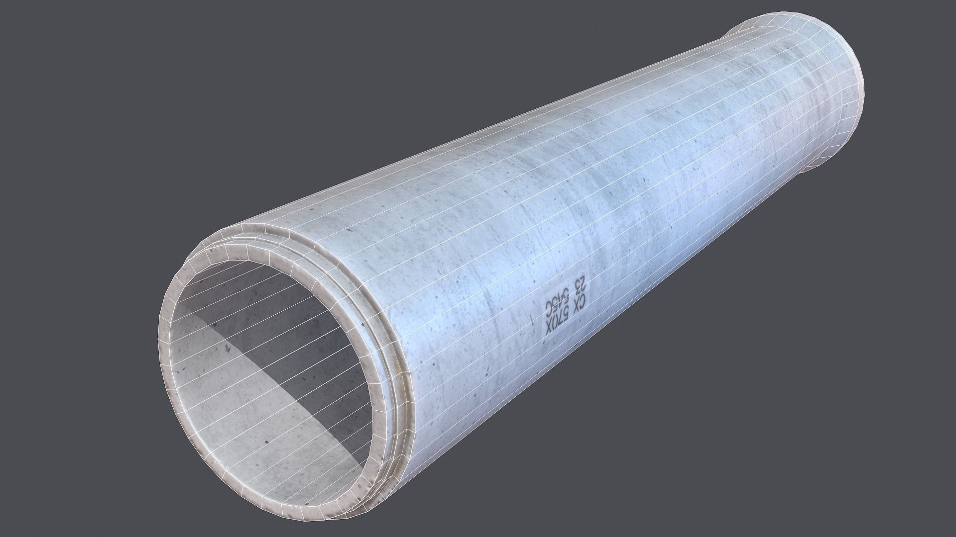 Concrete industrial pipes Low-poly 3D model_12