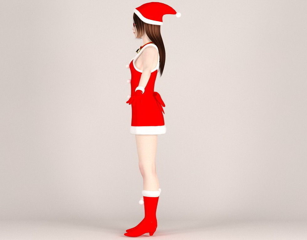 T pose rigged model of Natsumi in Christmas costume V02 3D model_13