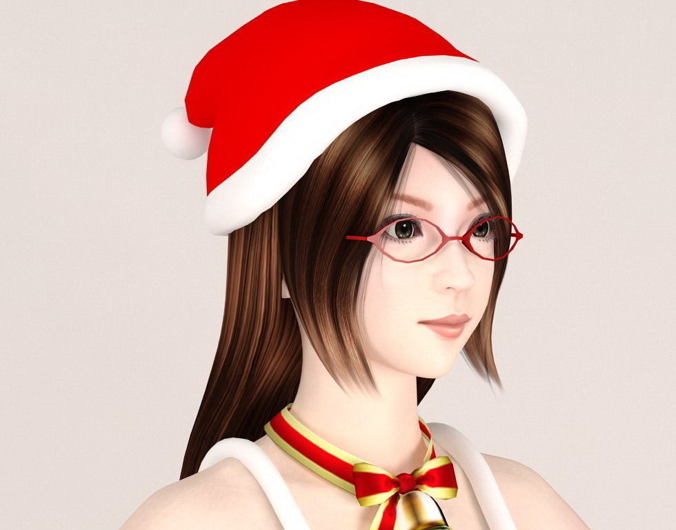 T pose rigged model of Natsumi in Christmas costume V02 3D model_3