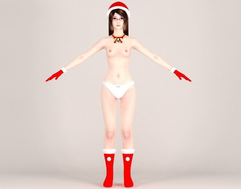 T pose rigged model of Natsumi in Christmas costume V02 3D model_6