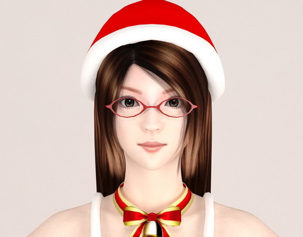 T pose rigged model of Natsumi in Christmas costume V02 3D model_2