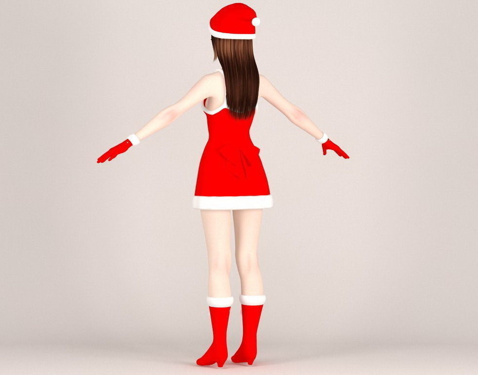 T pose rigged model of Natsumi in Christmas costume V02 3D model_17