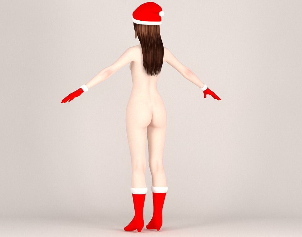 T pose rigged model of Natsumi in Christmas costume V02 3D model_19