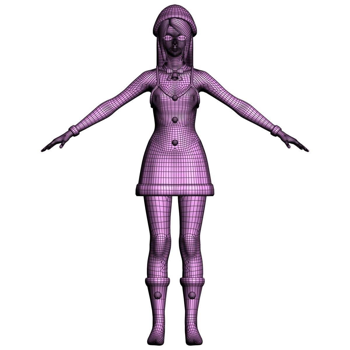 T pose rigged model of Natsumi in Christmas costume V02 3D model_21
