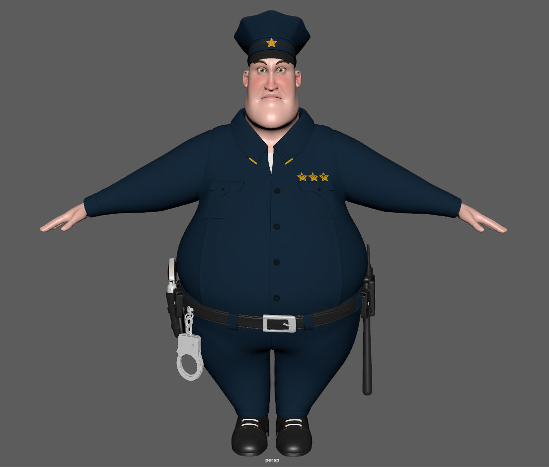 Cartoon Policeman 3D model_1
