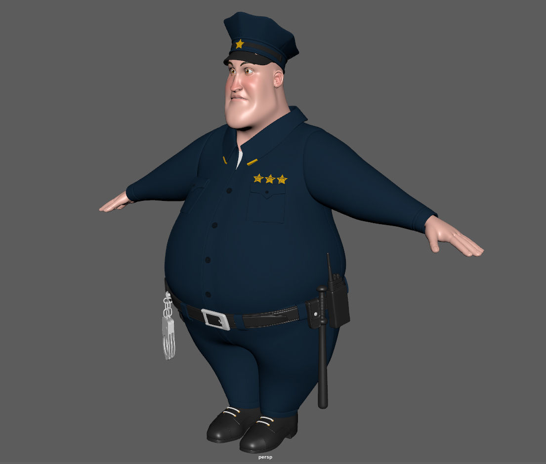 Cartoon Policeman 3D model_5