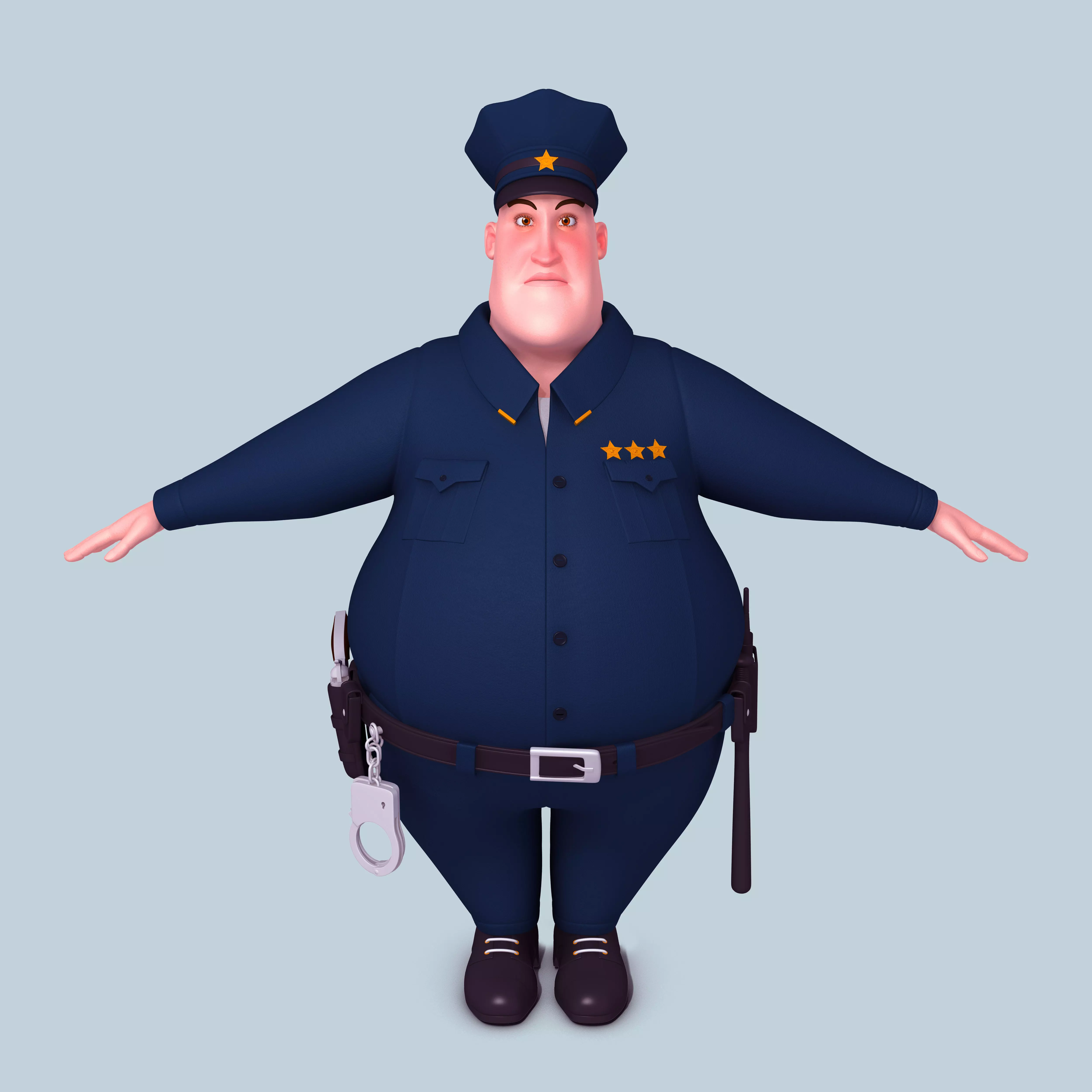 Cartoon Policeman 3D model_0