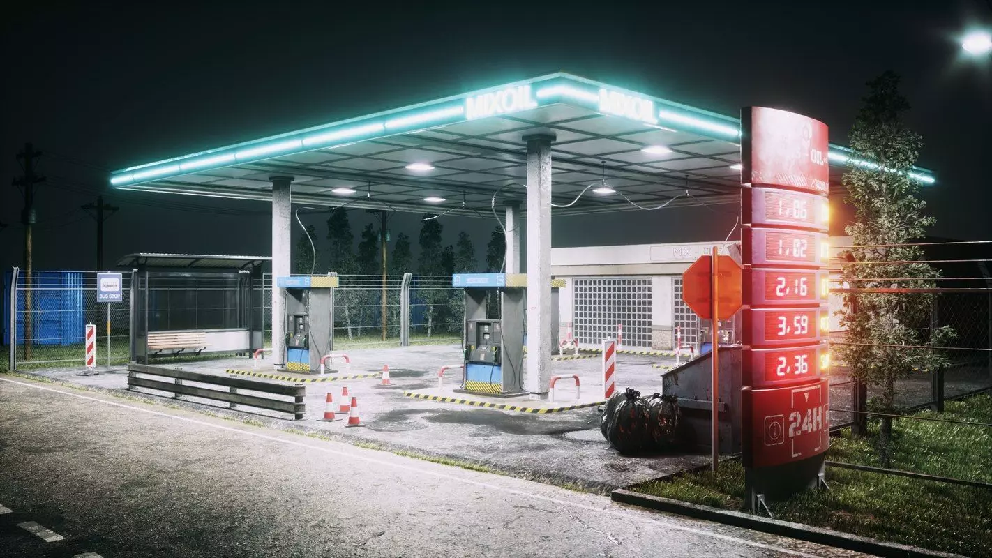 Gas Station Low-poly 3D model_0