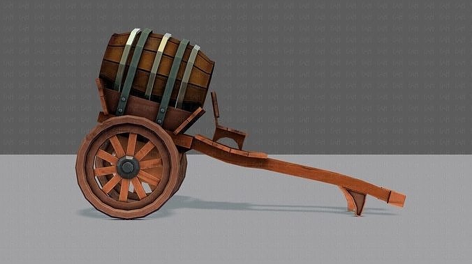 Medieval CartV02 Low-poly 3D model 2
