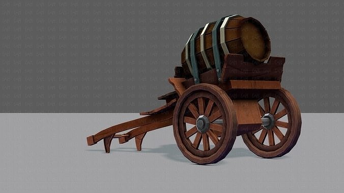 Medieval CartV02 Low-poly 3D model 5