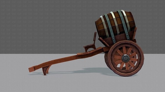 Medieval CartV02 Low-poly 3D model 6