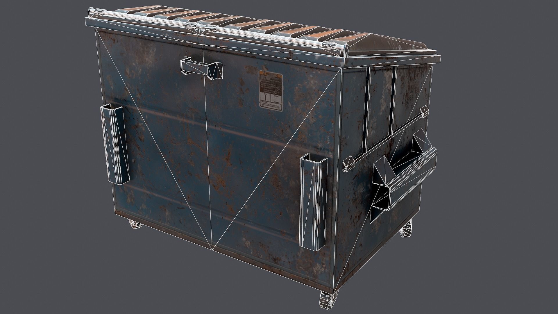Industrial dumpster Low-poly 3D model_10