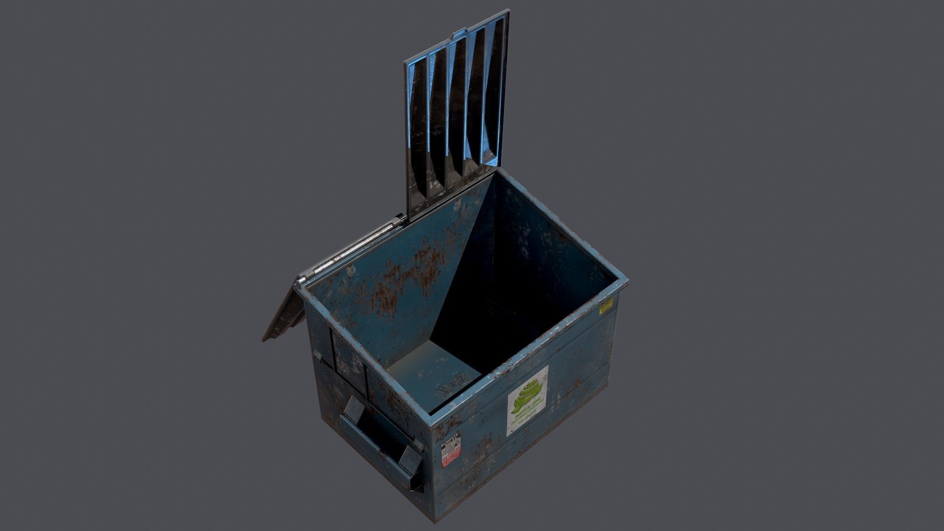 Industrial dumpster Low-poly 3D model_2