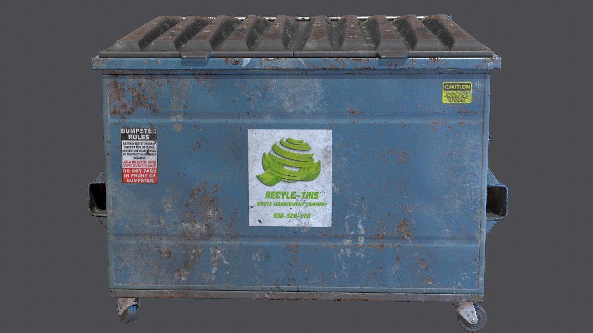 Industrial dumpster Low-poly 3D model_1