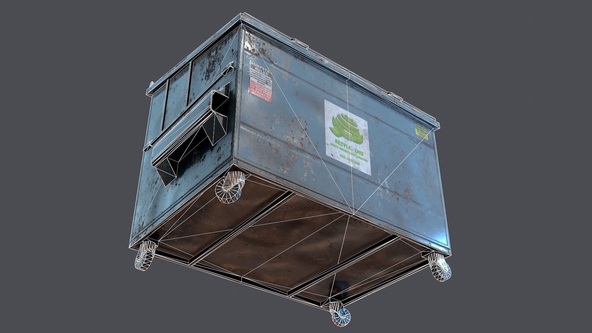 Industrial dumpster Low-poly 3D model_12