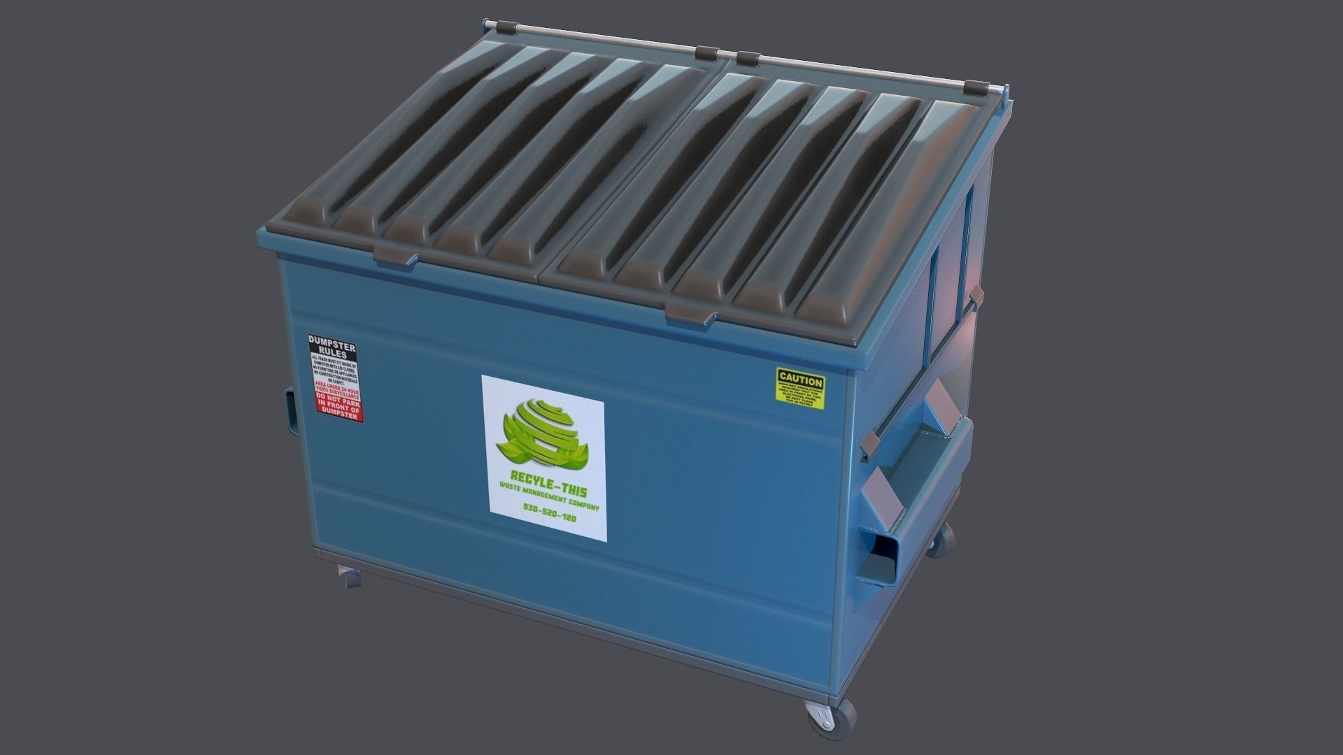 Industrial dumpster Low-poly 3D model_8