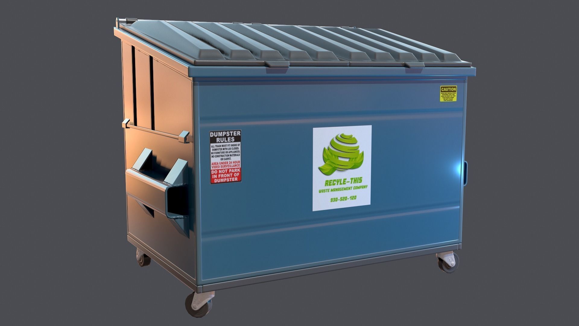 Industrial dumpster Low-poly 3D model_4