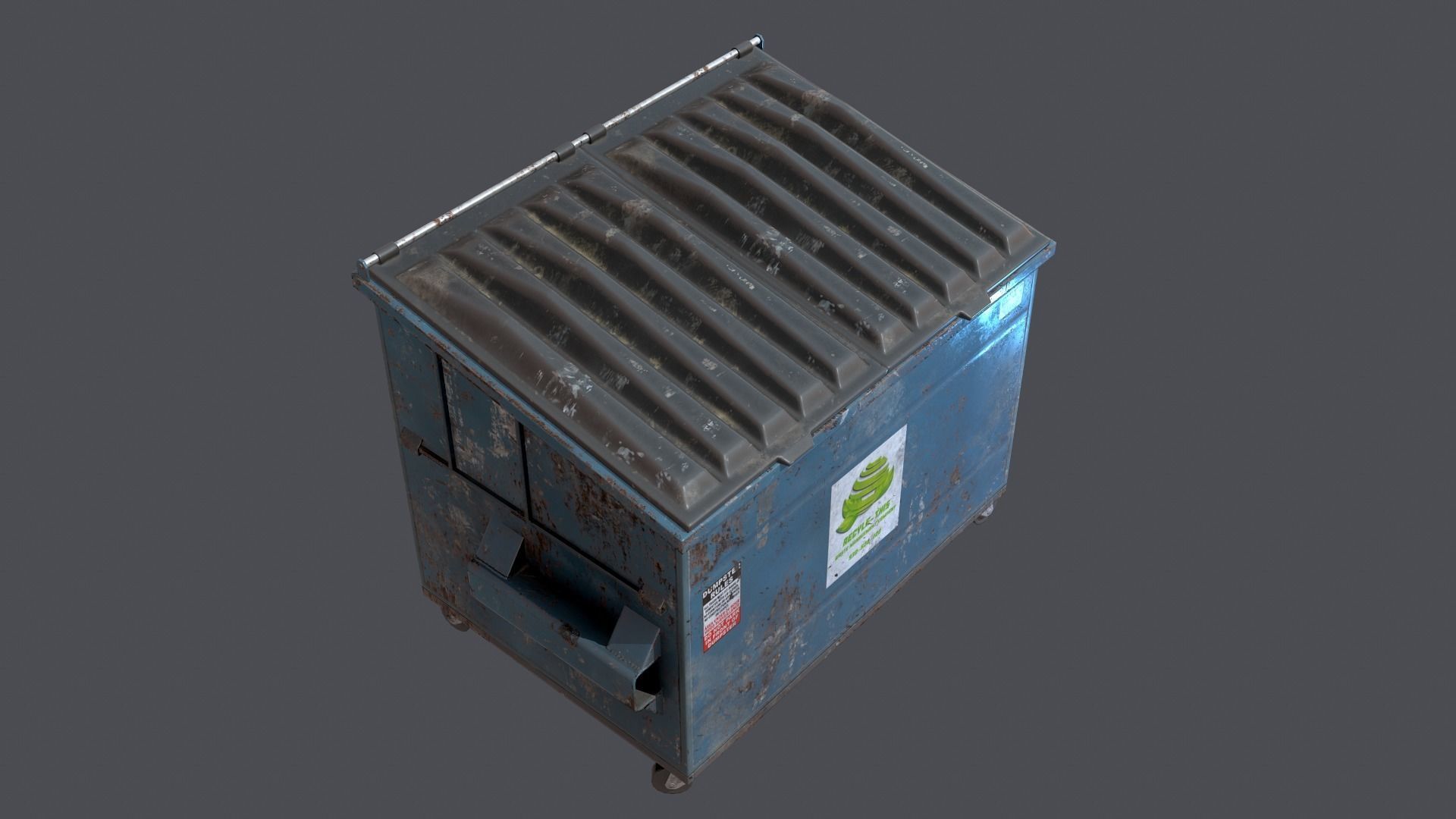 Industrial dumpster Low-poly 3D model_5