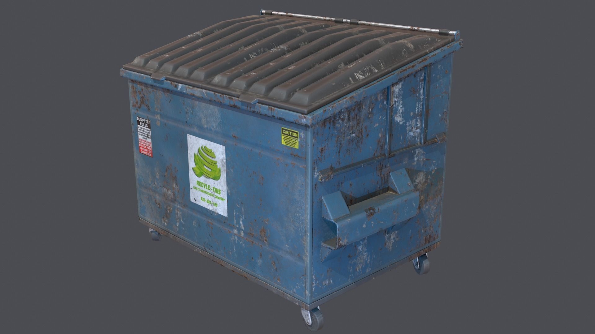 Industrial dumpster Low-poly 3D model_7
