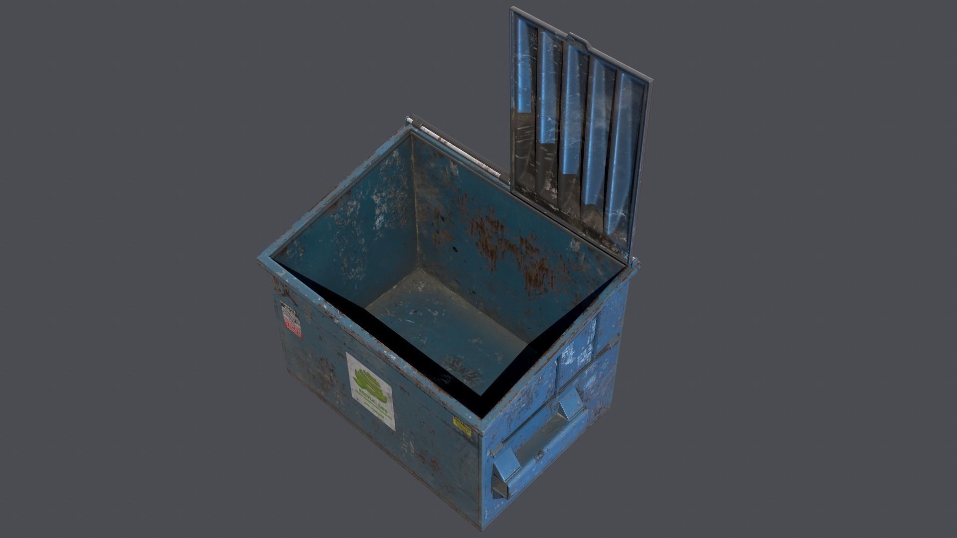 Industrial dumpster Low-poly 3D model_3