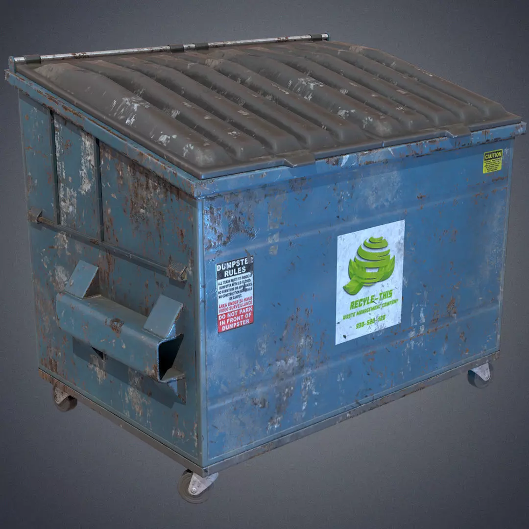 Industrial dumpster Low-poly 3D model_0