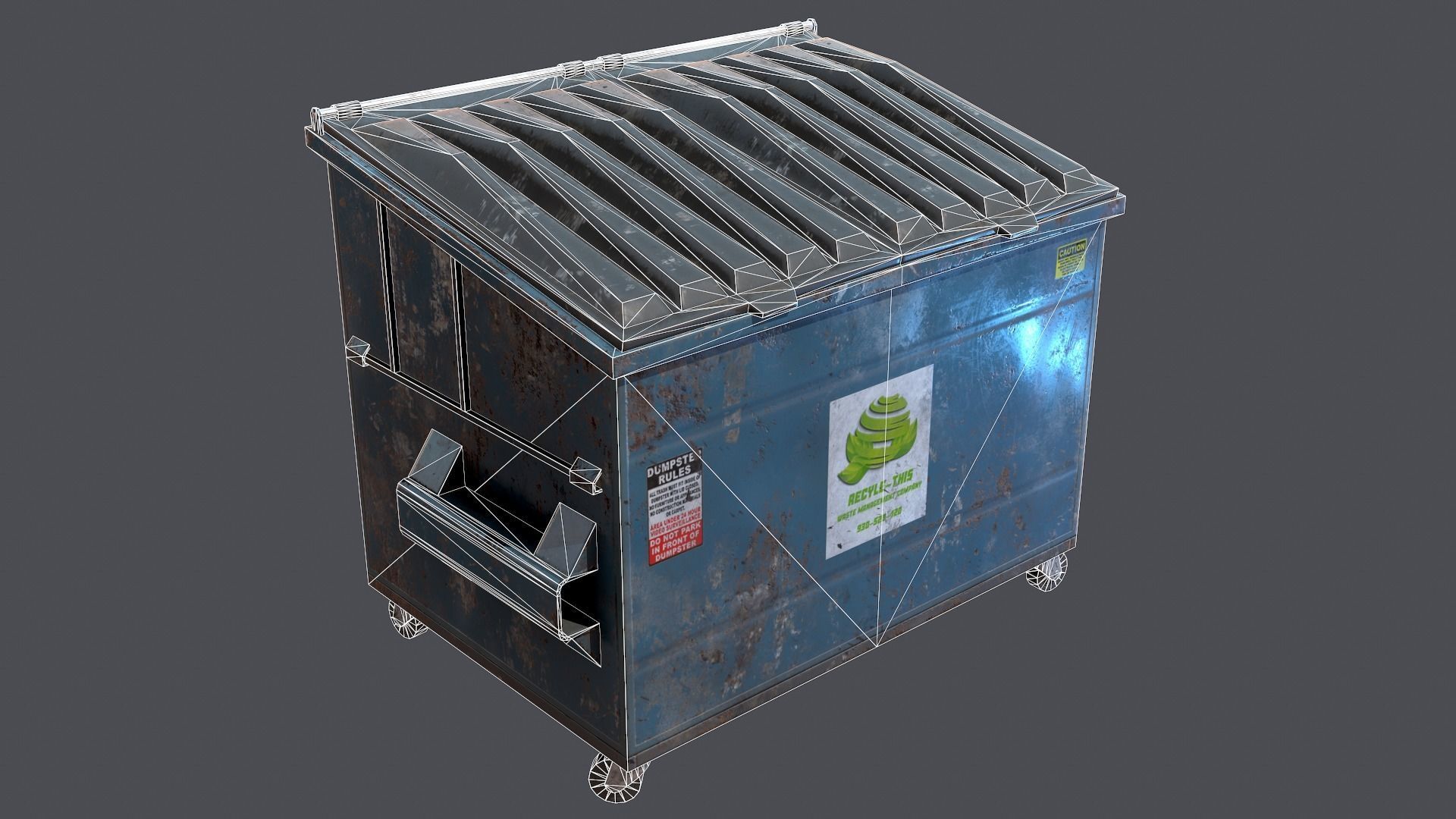 Industrial dumpster Low-poly 3D model_11