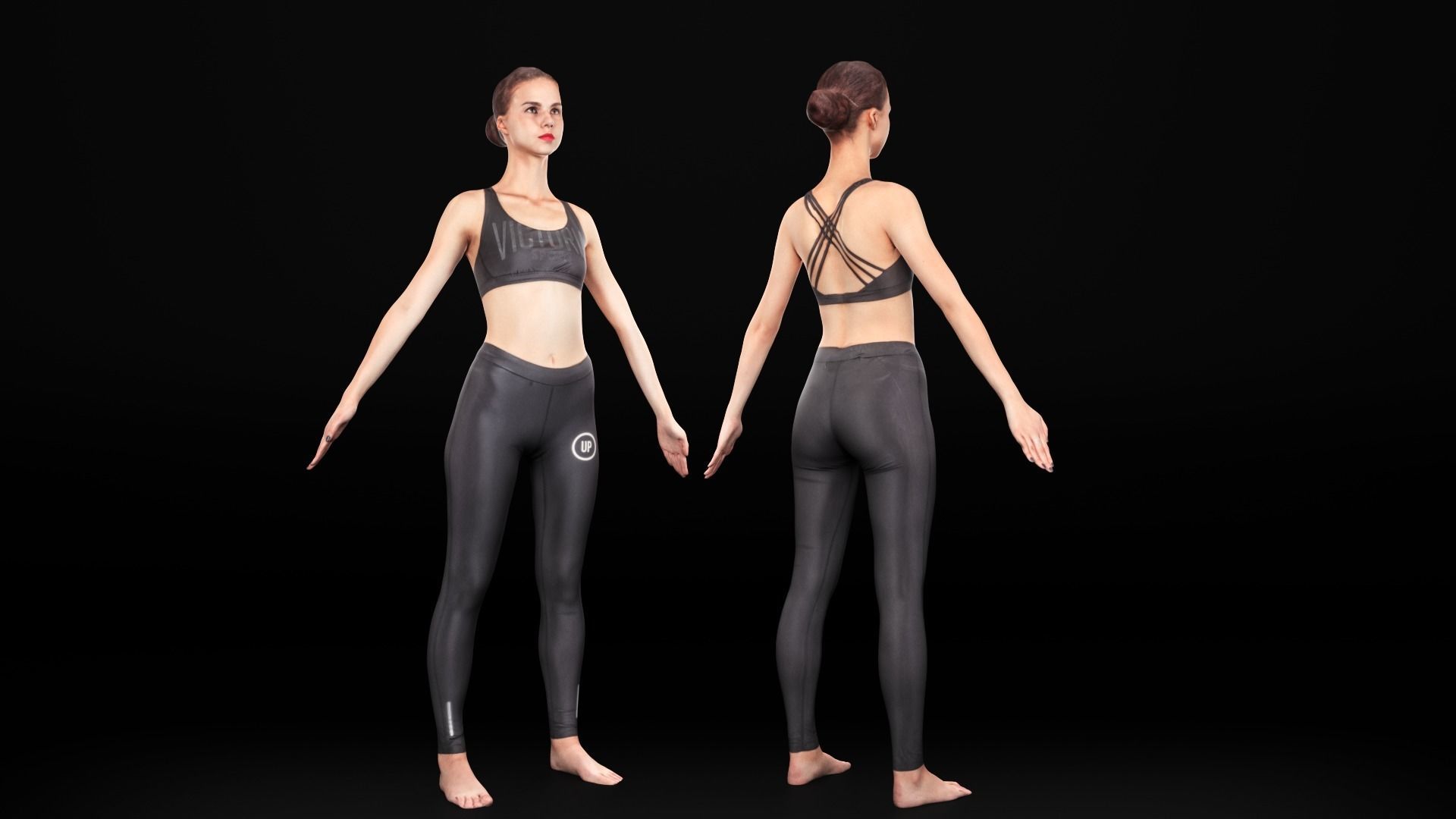 Female sport 16 Low-poly 3D model_3