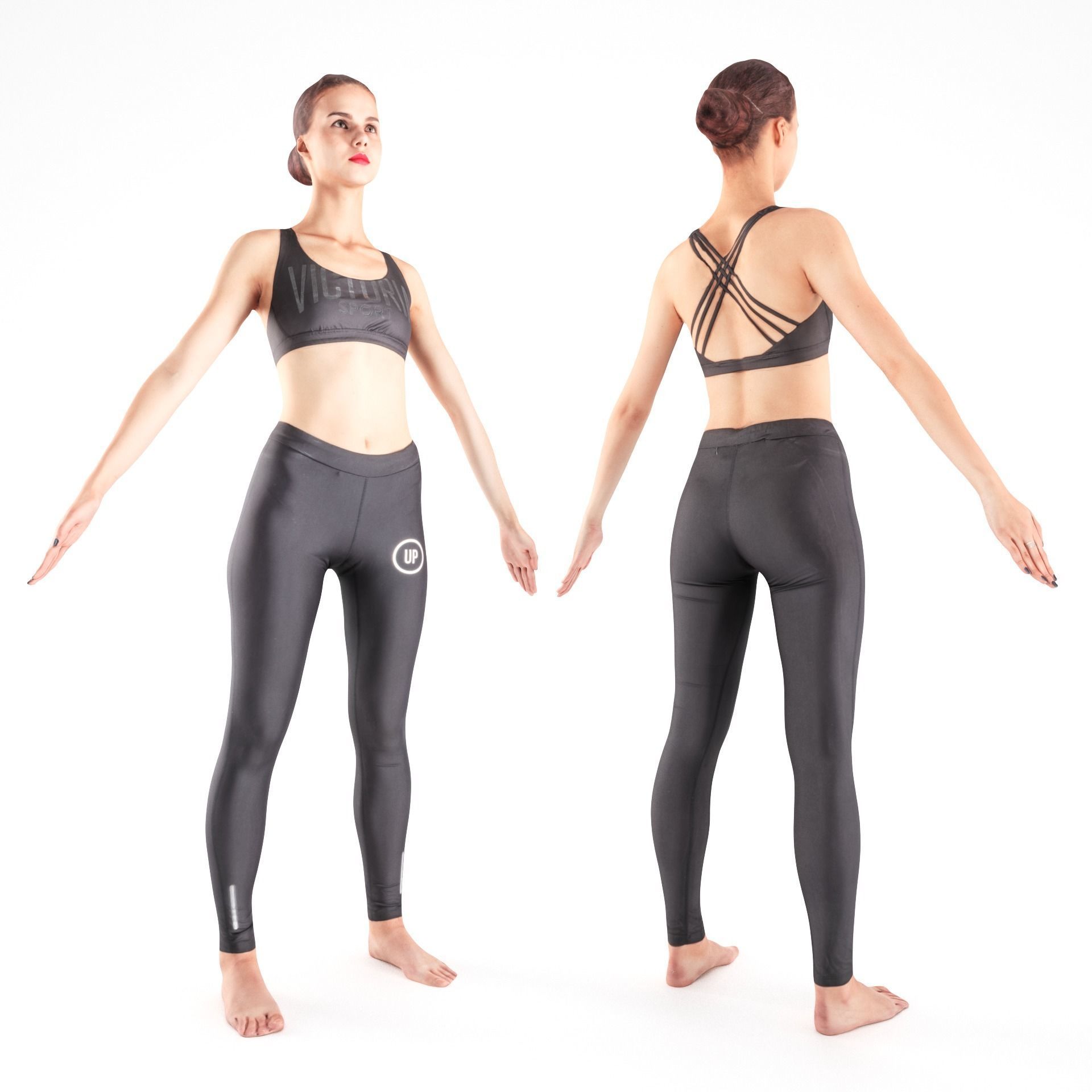 Female sport 16 Low-poly 3D model_1