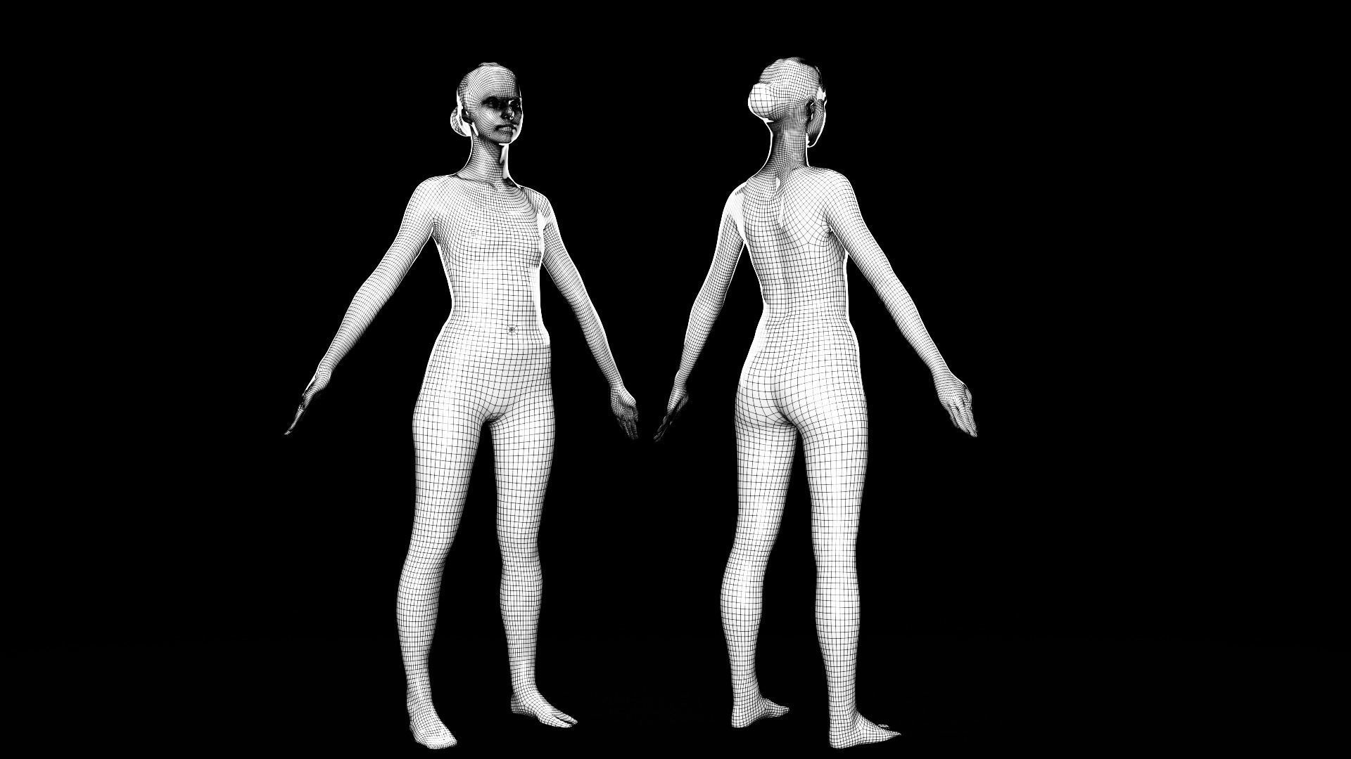 Female sport 16 Low-poly 3D model_5