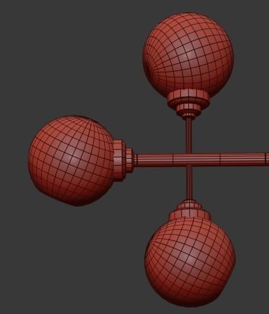 Glass Bubble Chandelier Brass 3D model_4