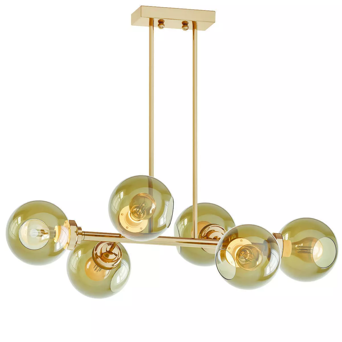 Glass Bubble Chandelier Brass 3D model_0