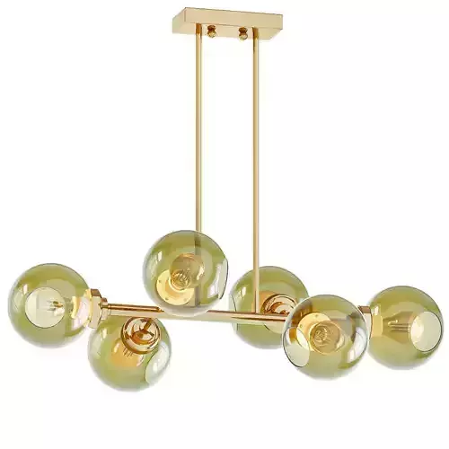 Glass Bubble Chandelier Brass