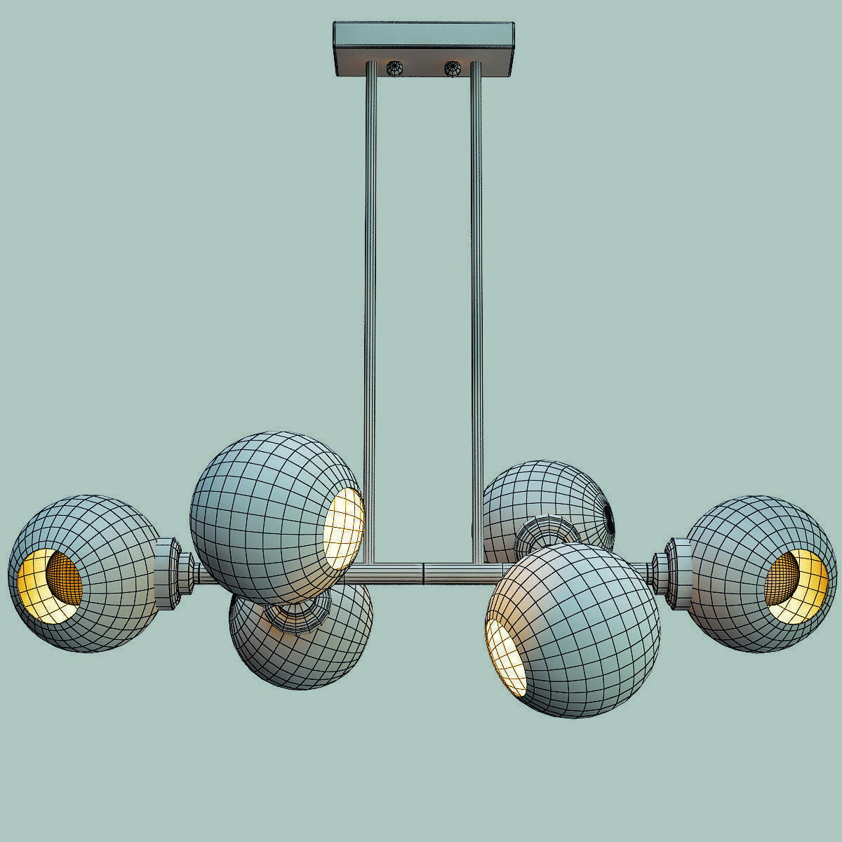 Glass Bubble Chandelier Brass 3D model_1