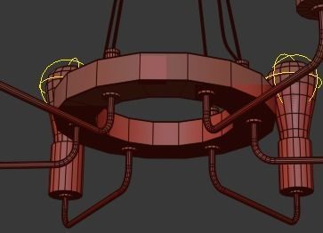 Gold Stick Chandelier 3D model_2