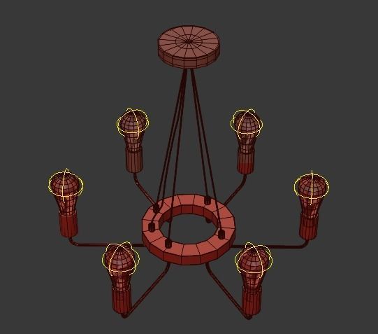 Gold Stick Chandelier 3D model_5